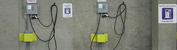 electric vehicle chargers on wall